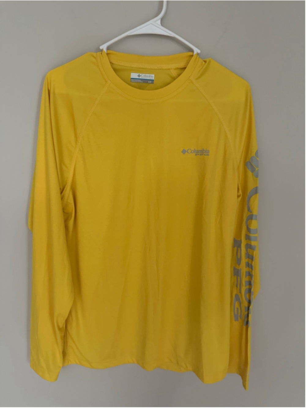 Men's Columbia PFG Long Sleeve Performance Tee Yellow Size S